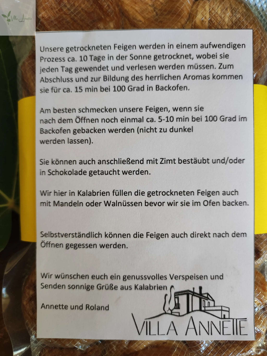 Getrocknete Feigen aus Kalabrien, sorgfältig in der Sonne getrocknet und im Backofen veredelt, 300 g Packung.