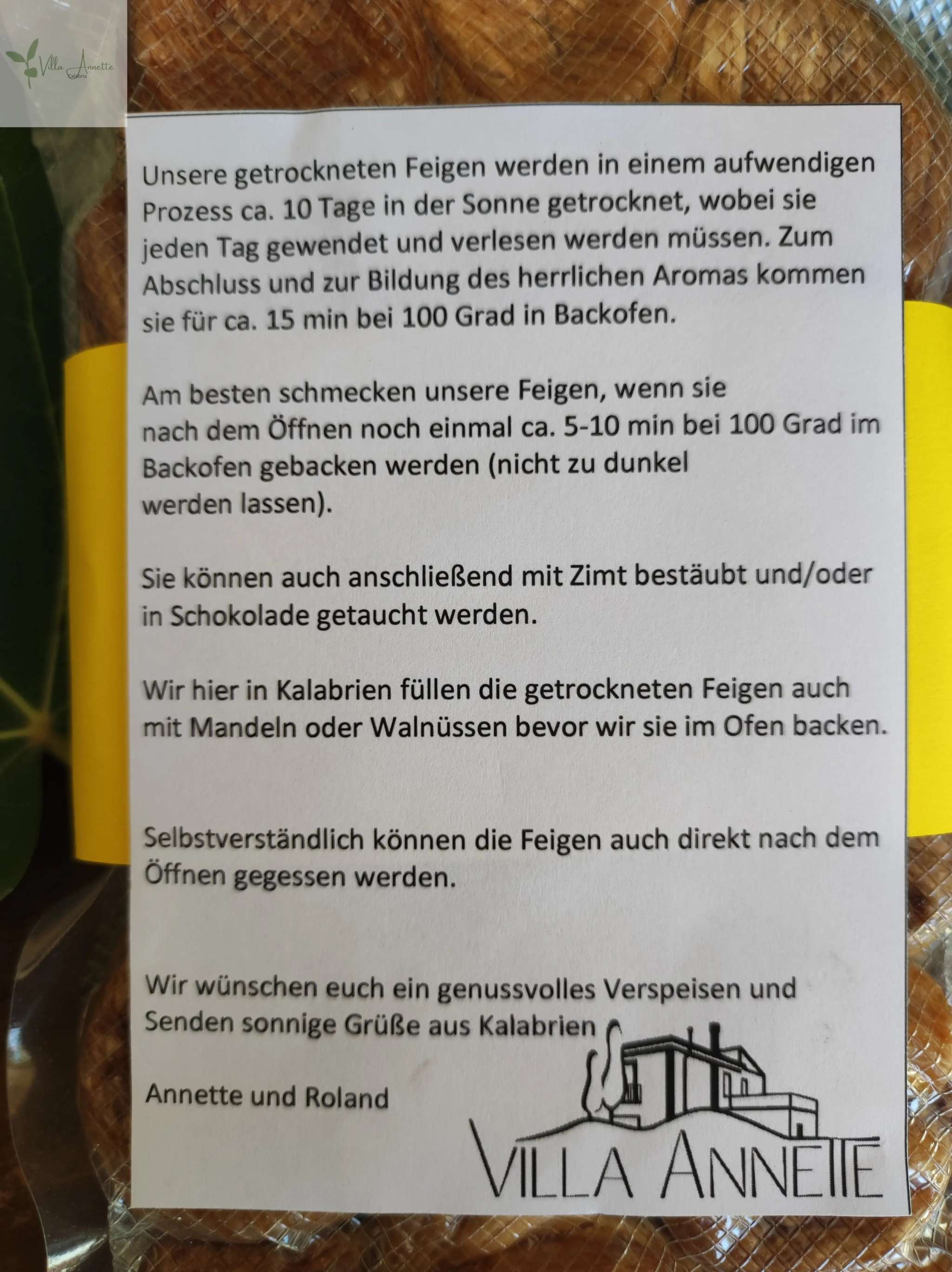 Getrocknete Feigen aus Kalabrien, sorgfältig in der Sonne getrocknet und im Backofen veredelt, 300 g Packung.